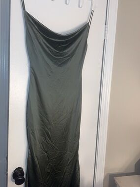 Discovery Olive Green Satin dress